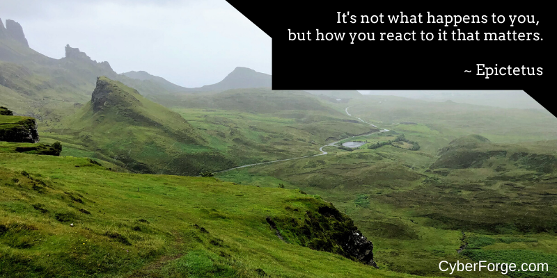 It's not what happens to you, but how you react to it that matters ~ Epictetus