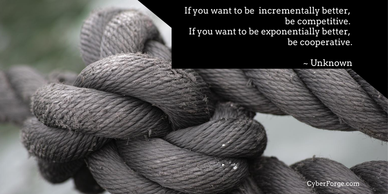 If you want to be  incrementally better, be competitive. If you want to be exponentially better, be cooperative. ~ Unknown